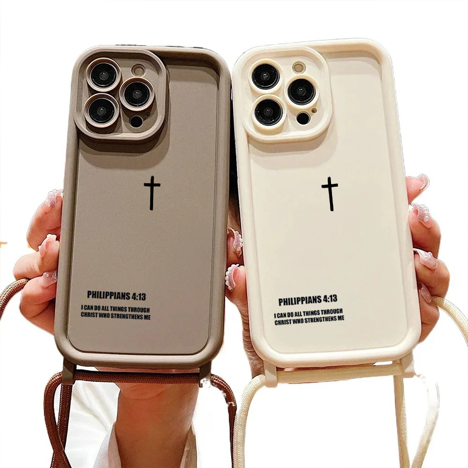 Philippians 4:13 iPhone Case - Christian Protective Cover With Cross