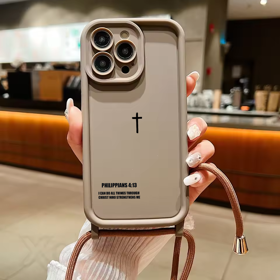 Philippians 4:13 iPhone Case - Christian Protective Cover With Cross